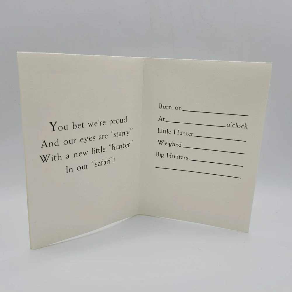 Vintage Ambassador‎ Cards Baby Announcement Card Set of 7 Safari Baby Boy Boxed